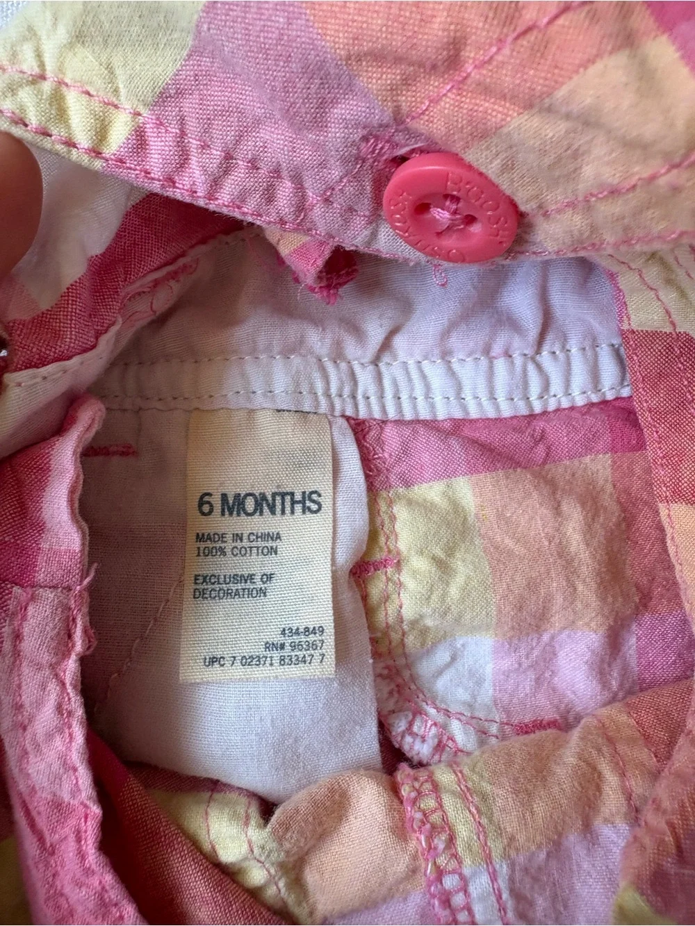 Vintage OshKosh B'gosh Pink Yellow Plaid Baby Girls' Cotton Shortalls 6 Months
